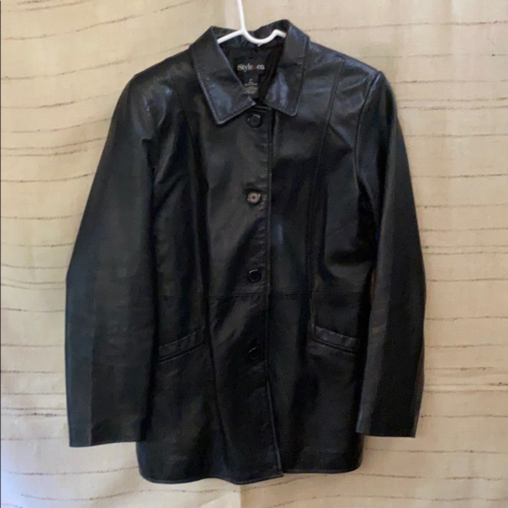 Black leather jacket